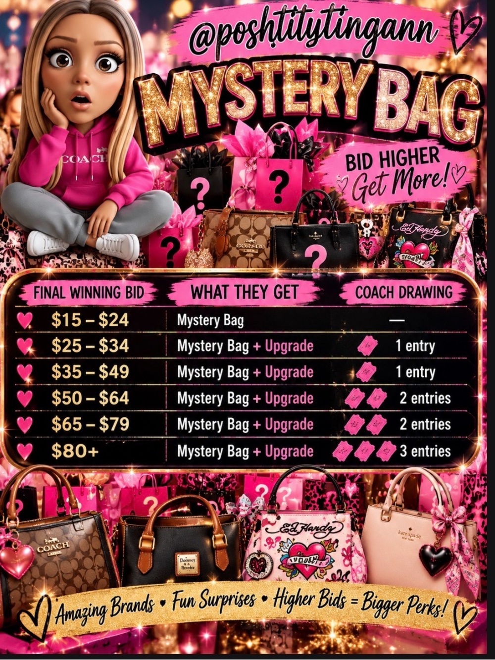 READ THE FLYER⬇️ $15 MYSTERY BAGS!!NEW RULES🥳The MORE you BID,The BETTER the BAG